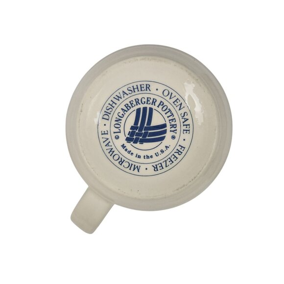 Longaberger Pottery Ivory Ceramic Mug Blue Weave Pattern 12oz - Picture 2 of 6